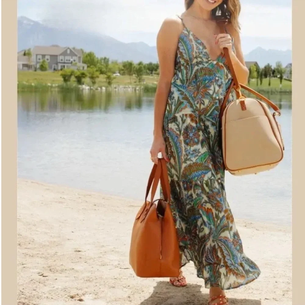 Anthropologie House of Harlow 1960 Womens Tiered Maxi Paisley Dress 100% Cotton - Picture 6 of 15